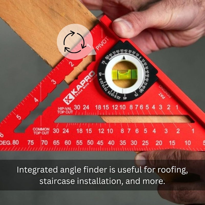Kapro 449-7 Rafter Square with Protractor Vial Level - Anodized Aluminum Triangle - 7 Inch - Image 2